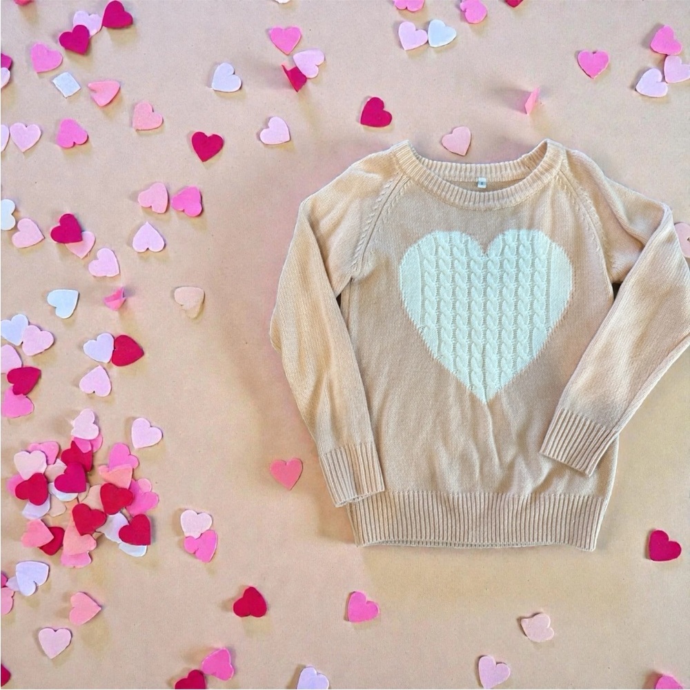 Pink Sweater White Cable Knit Heart Women S Soft  Y2K Coquette Pastel Valentine